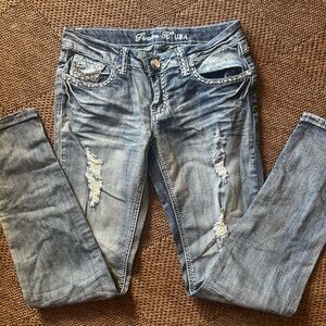 Nicole Gray Distressed Skinny Jeans